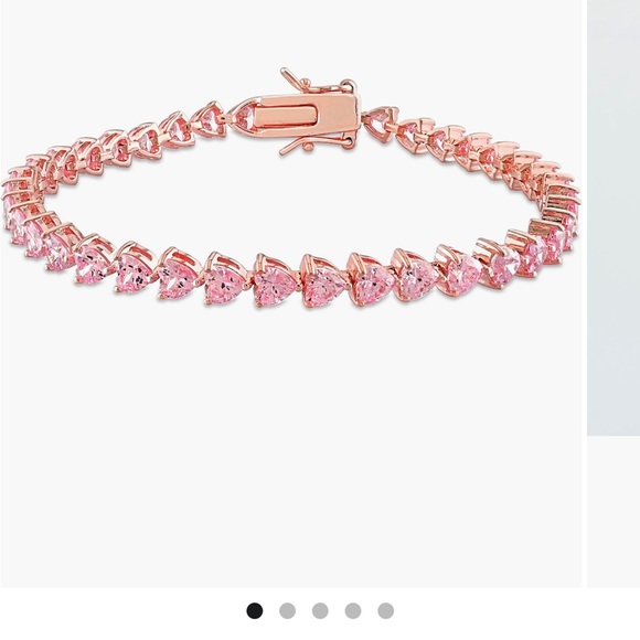 Delmar NWOT Lab created pink sapphire heart tennis bracelet - Picture 2 of 9